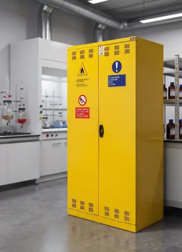 [SQ00027VU] Gabinete Metalico Amarillo Mediano Para Quimicos Peligrosos (1 X 0.5 X 1M)